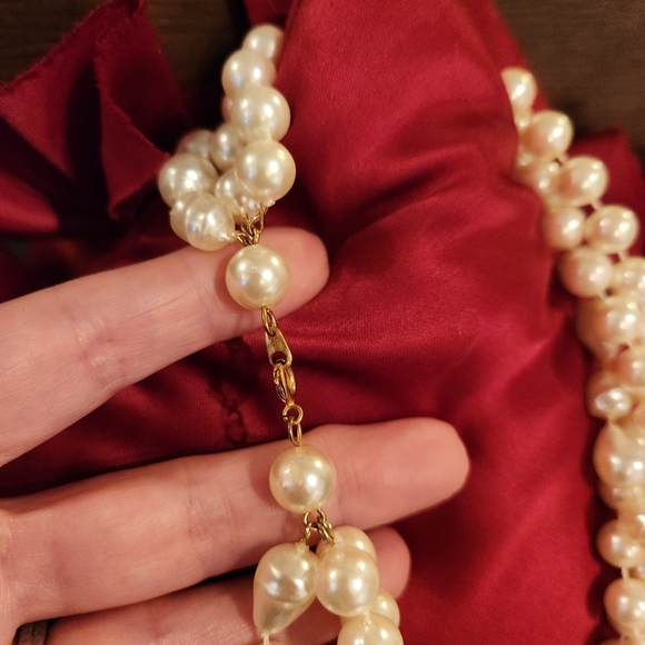 Elegant Triple Twist Strand Faux Freshwater Pearl Necklace Vintage - Picture 4 of 6